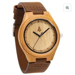 Treehut Classic Boyd Wood and Leather Minimalist Mens Analog Wrist Watch